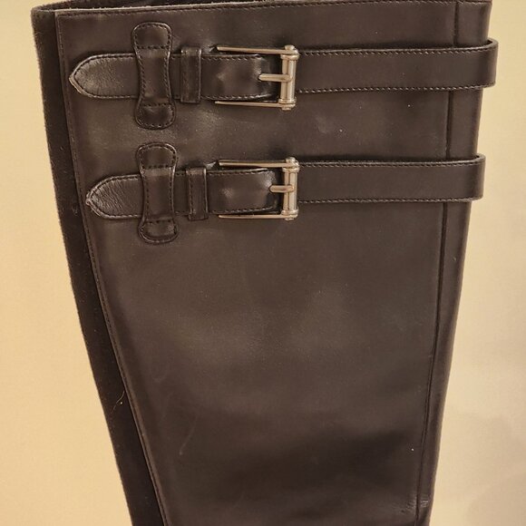 Excellent!!| US 7B| COLE HAAN: Black Leather Knee Double buckle boots - Picture 2 of 6